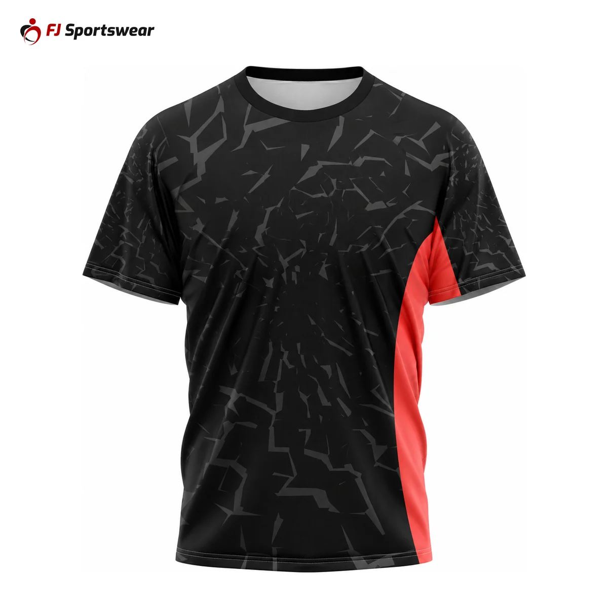 Custom Crew Neck T-Shirts Black and red crew neck T-shirt – custom made by FJ Sportswear in Sialkot