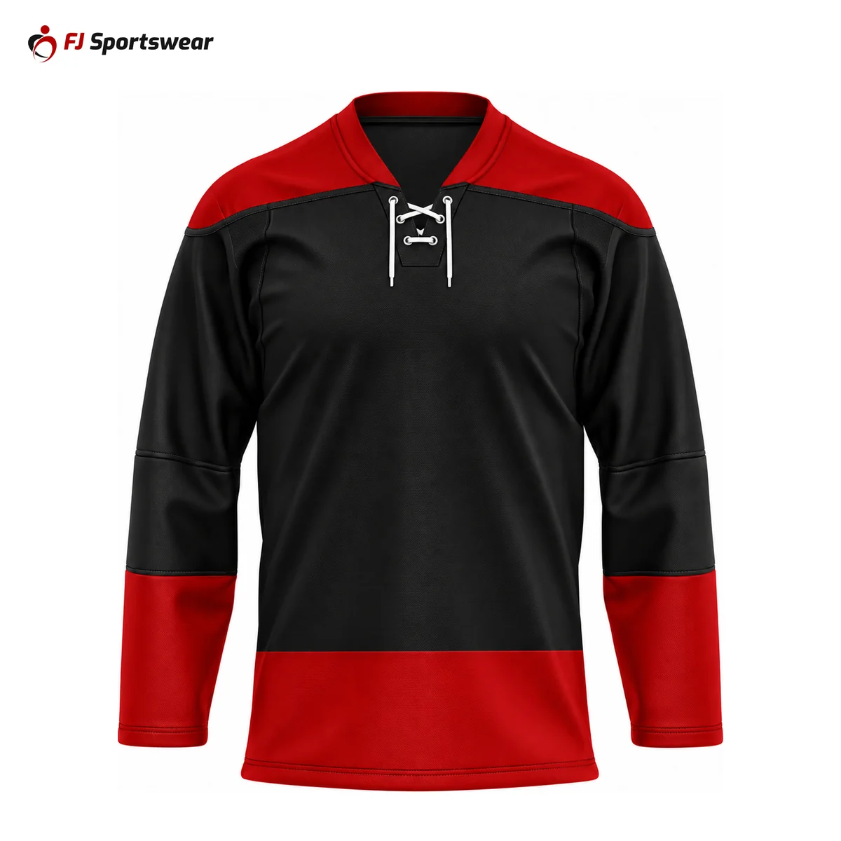 Black and red laced hockey jersey – custom made by FJ Sportswear in Sialkot