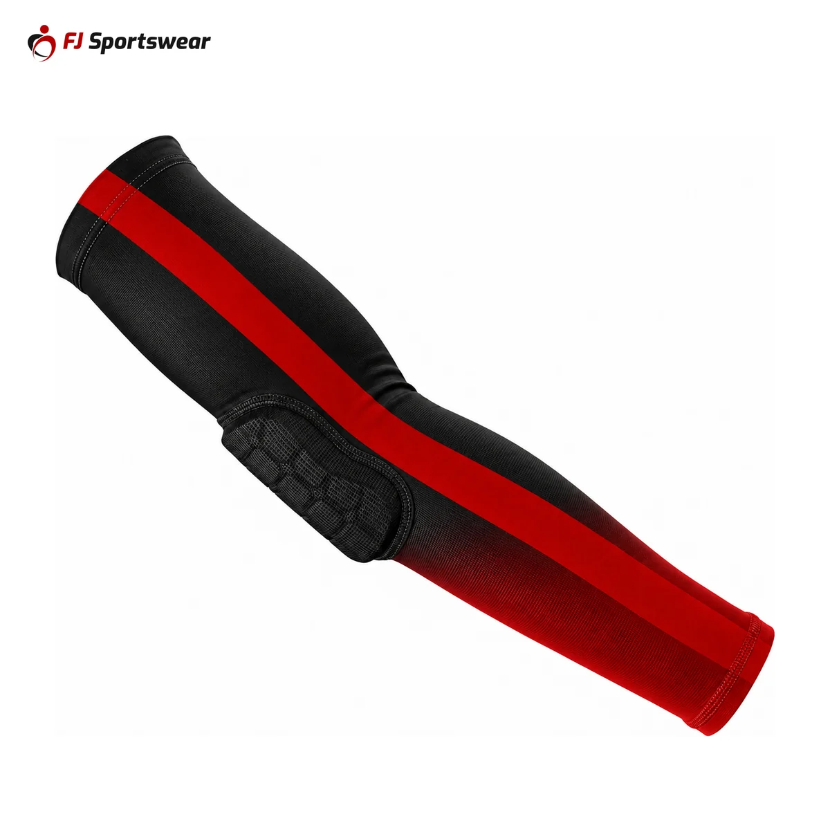 Black and red padded compression sleeve – custom made by FJ Sportswear in Sialkot