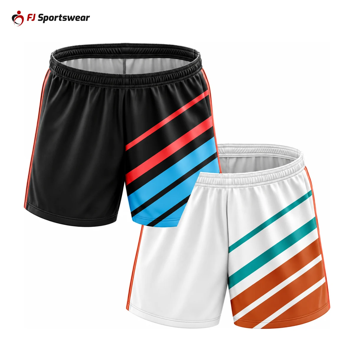 Black and white reversible 4-inch soccer shorts – custom made by FJ Sportswear in Sialkot