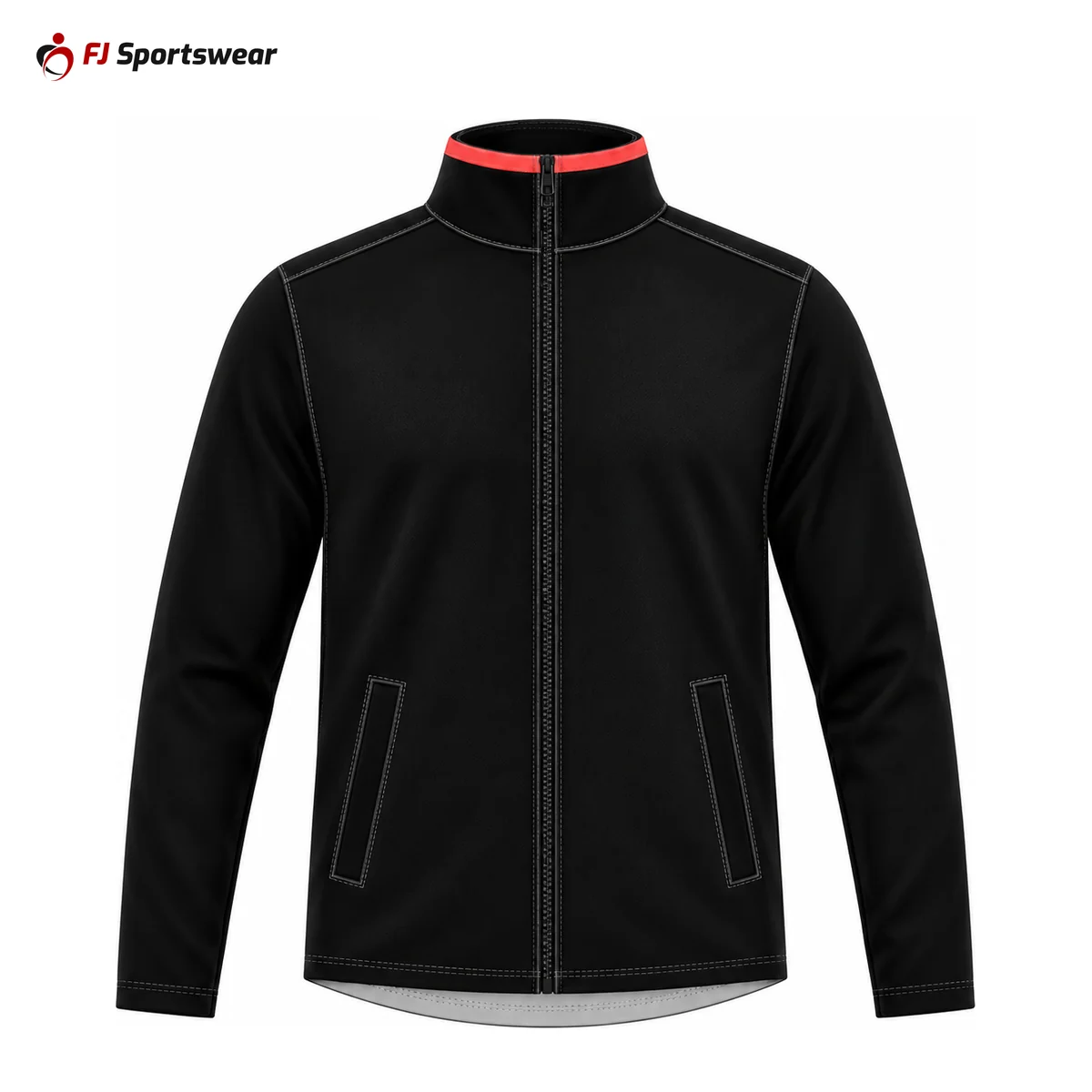 Black track jacket – custom made by FJ Sportswear in Sialkot