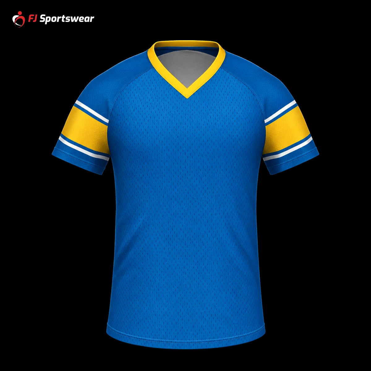 Custom Flag Football Jerseys Blue and yellow flag football jersey – custom made by FJ Sportswear in Sialkot