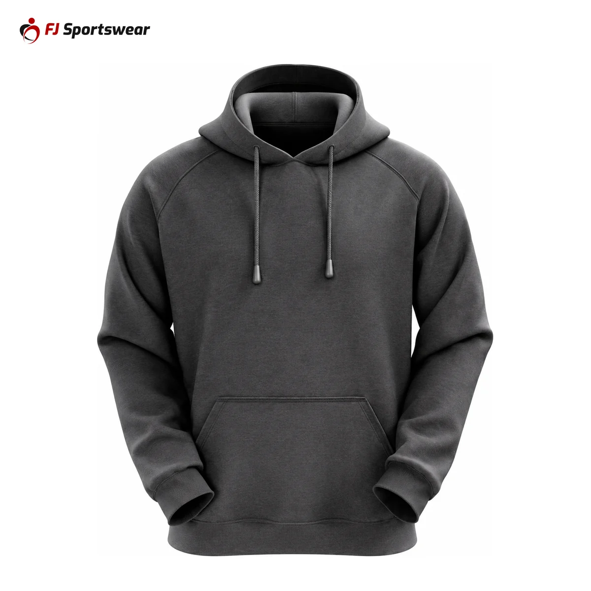 Charcoal grey cotton-blend hoodie – custom made by FJ Sportswear in Sialkot