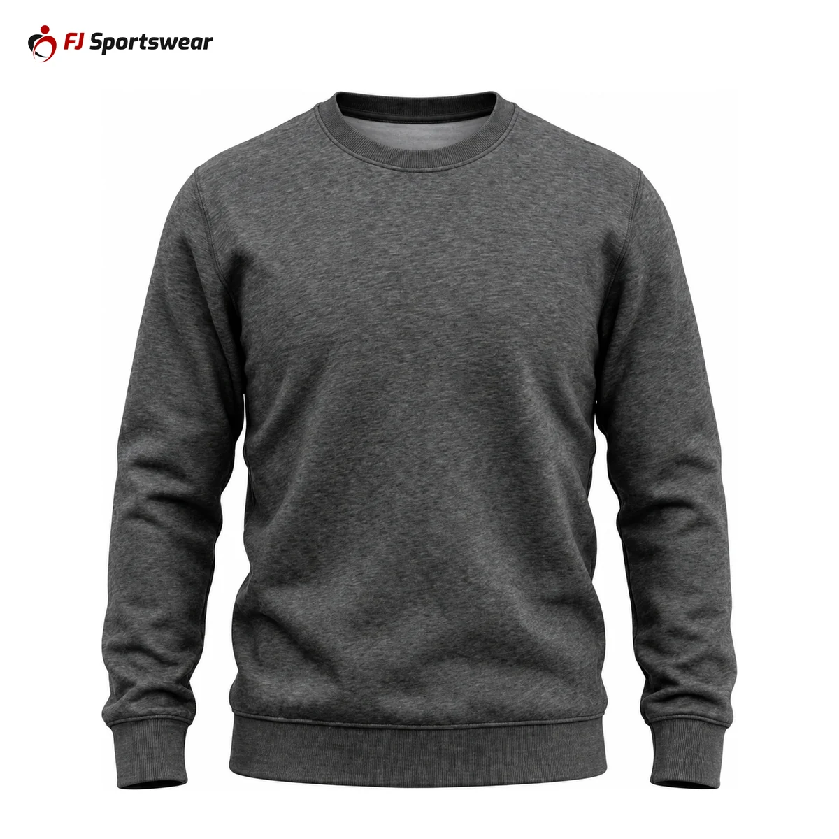 Charcoal grey cotton-blend sweatshirt – custom made by FJ Sportswear in Sialkot