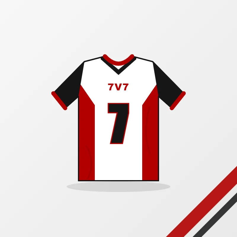 Custom 7v7 football jersey with contrast side panels and number