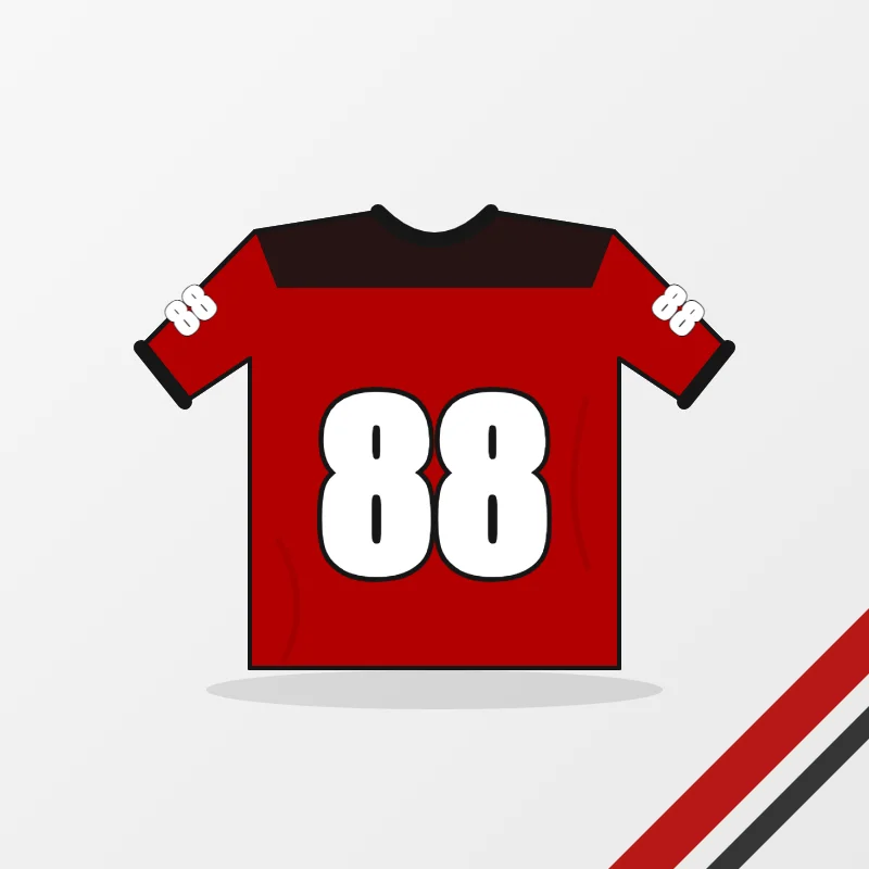 Custom American football jersey with front number and TV numbers on the sleeves