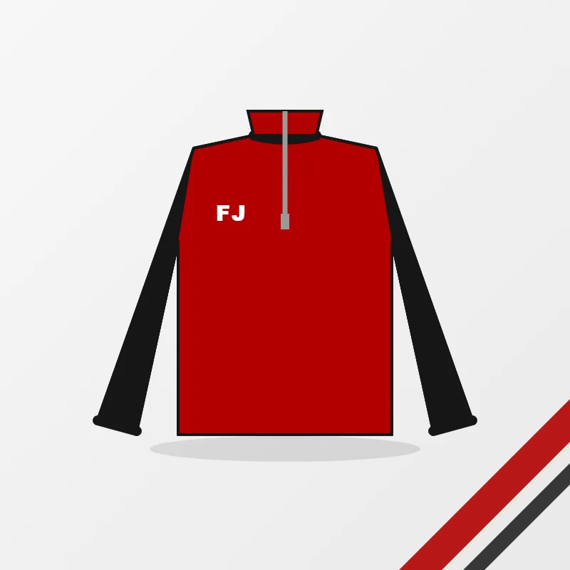 Baseball Cage Jackets – custom design in red and black, made to order by FJ Sportswear