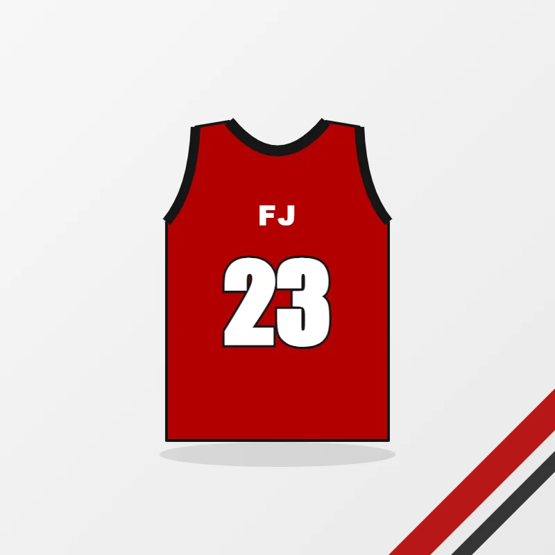 Basketball Uniforms – custom design in red and black, made to order by FJ Sportswear