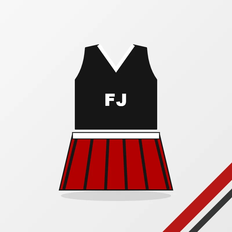 Cheer uniforms in a black and red colourway