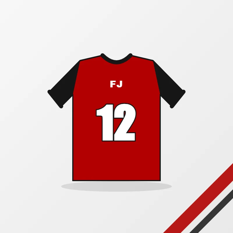Flag Football Jerseys – custom design in red and black, made to order by FJ Sportswear