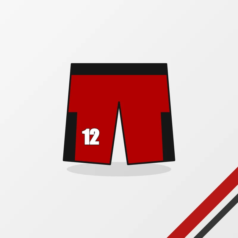 Flag Football Shorts – custom design in red and black, made to order by FJ Sportswear
