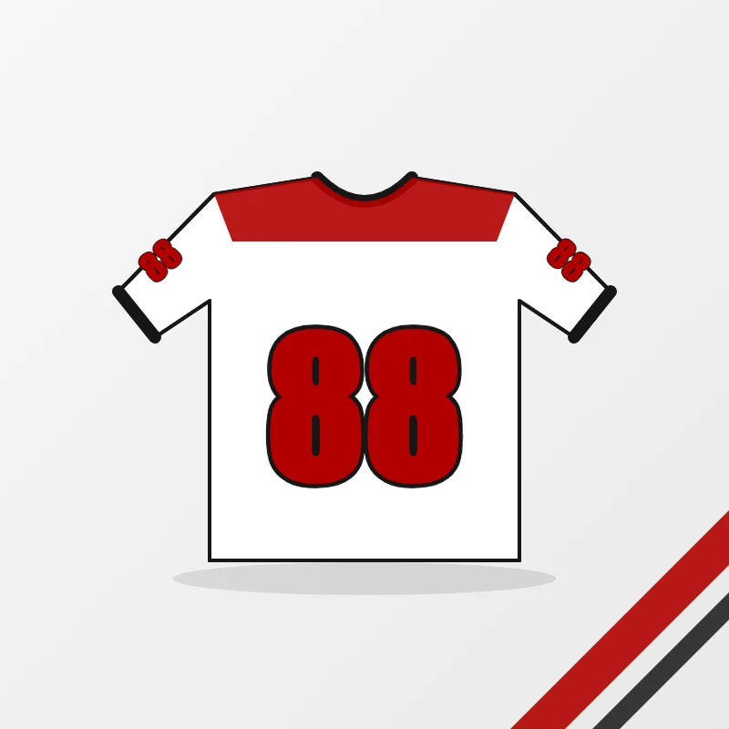Football Game Jerseys in a white, red and black colourway