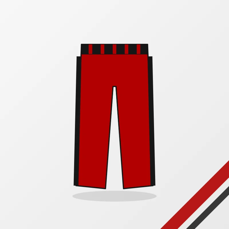 Football Pants – custom design in red and black, made to order by FJ Sportswear