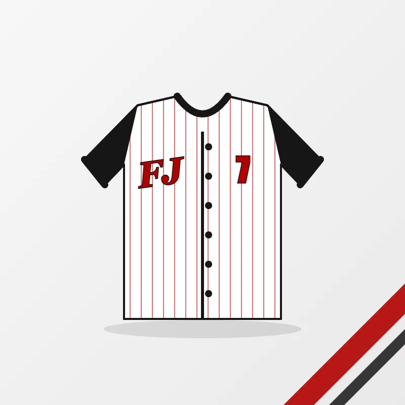 Full-Button Baseball Jerseys – custom design in red and black, made to order by FJ Sportswear