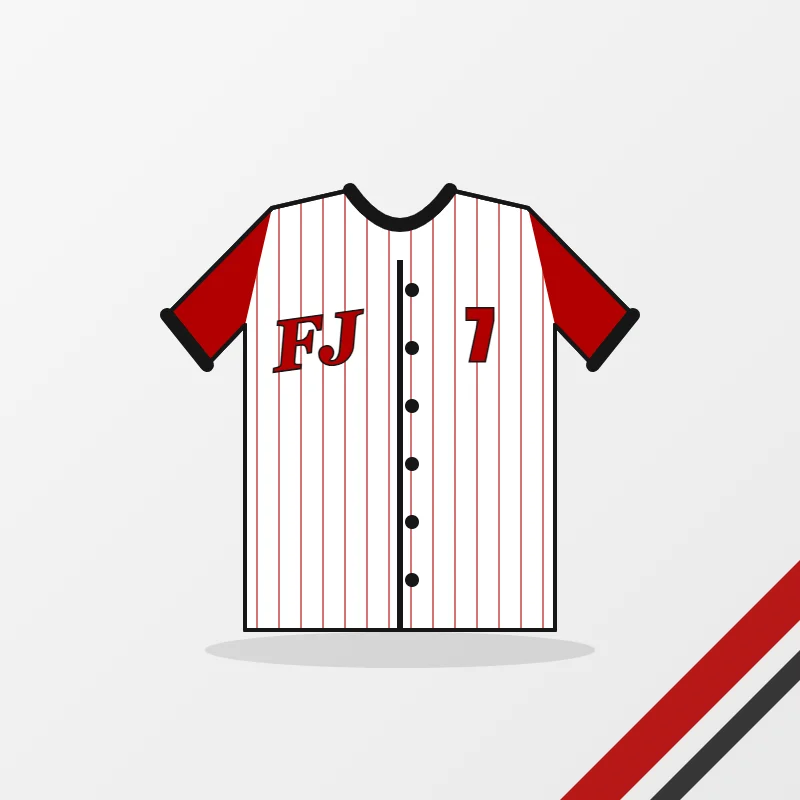 Full-Button Baseball Jerseys in a white, red and black colourway