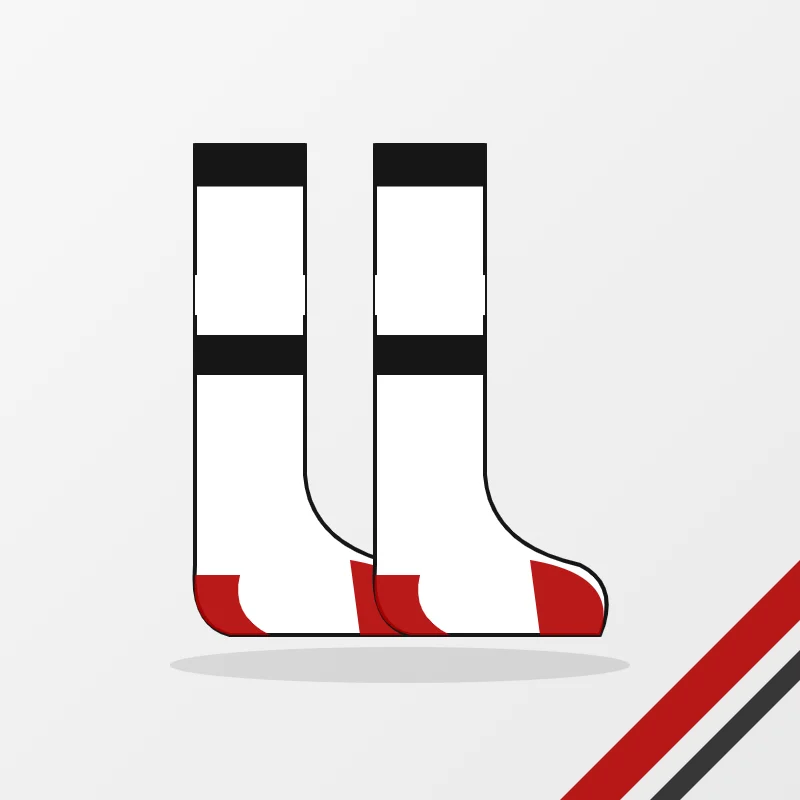 Hockey Socks in a white, red and black colourway