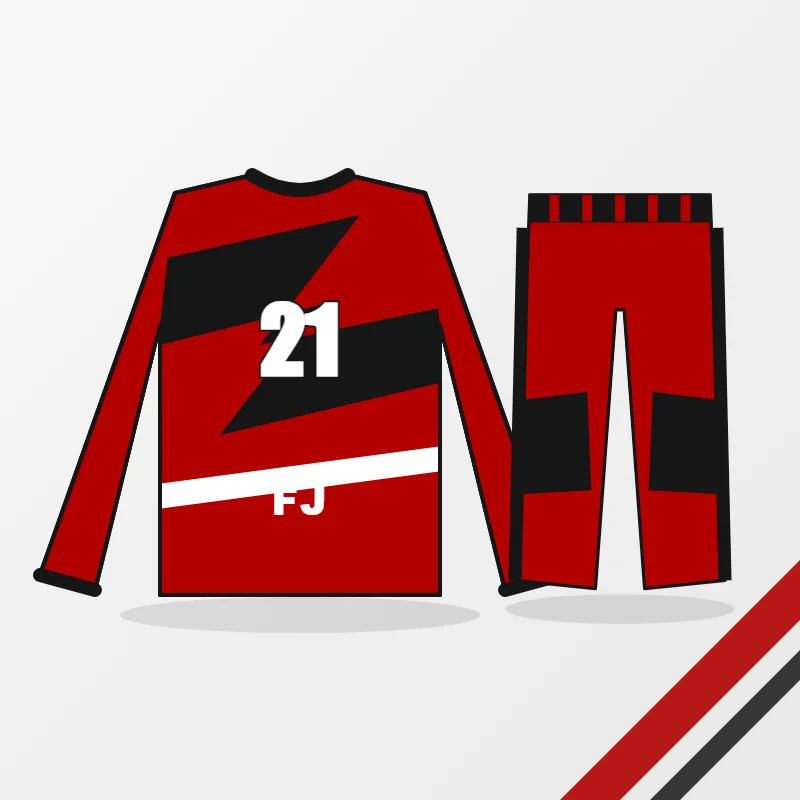 Motocross gear – custom design in red and black, made to order by FJ Sportswear