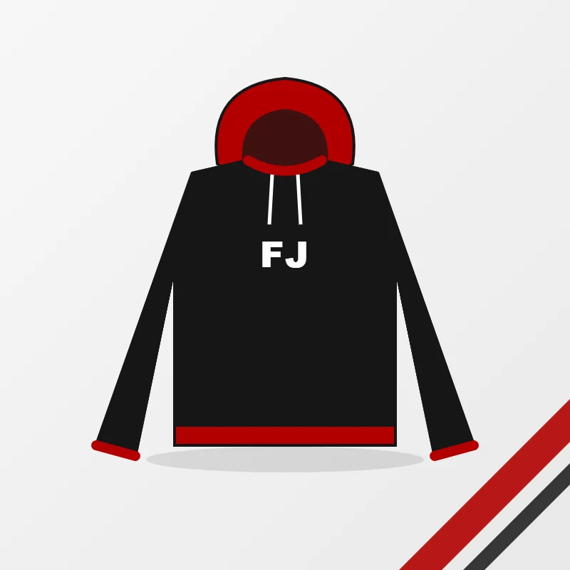 Hooded Flag Football Jerseys in a black and red colourway