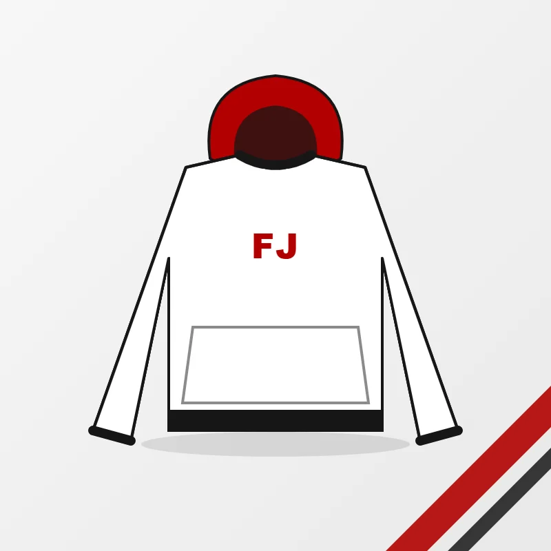 Hoodies in a white, red and black colourway