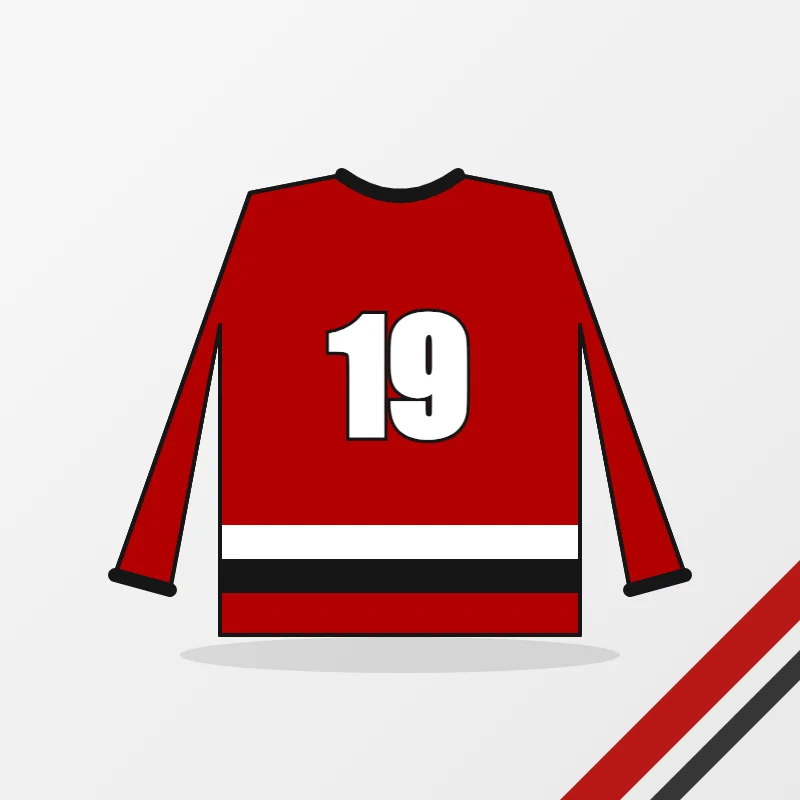 Hockey jerseys – custom design in red and black, made to order by FJ Sportswear