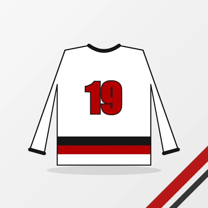 Hockey jerseys in a white, red and black colourway