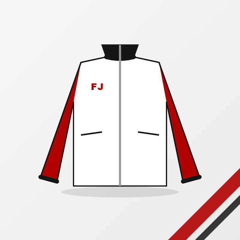 Jackets in a white, red and black colourway