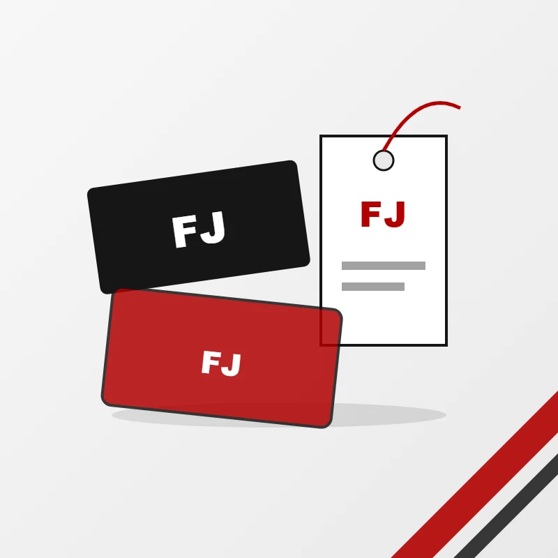 Labels & Hang Tags in a black and red colourway