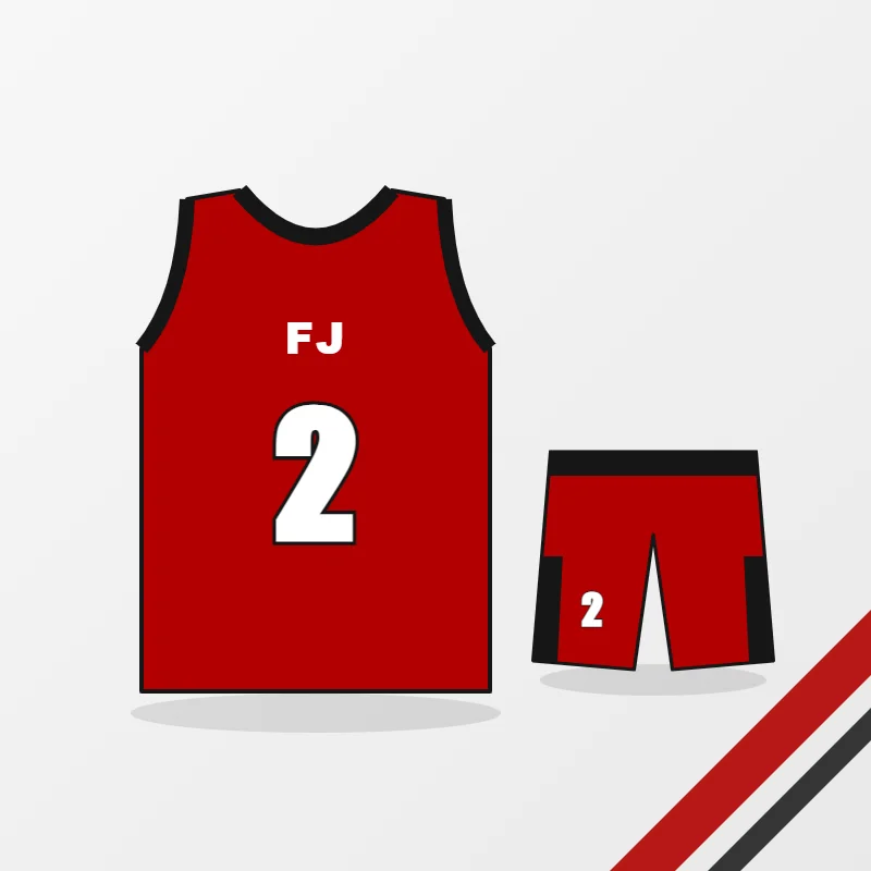 Lacrosse Uniforms – custom design in red and black, made to order by FJ Sportswear