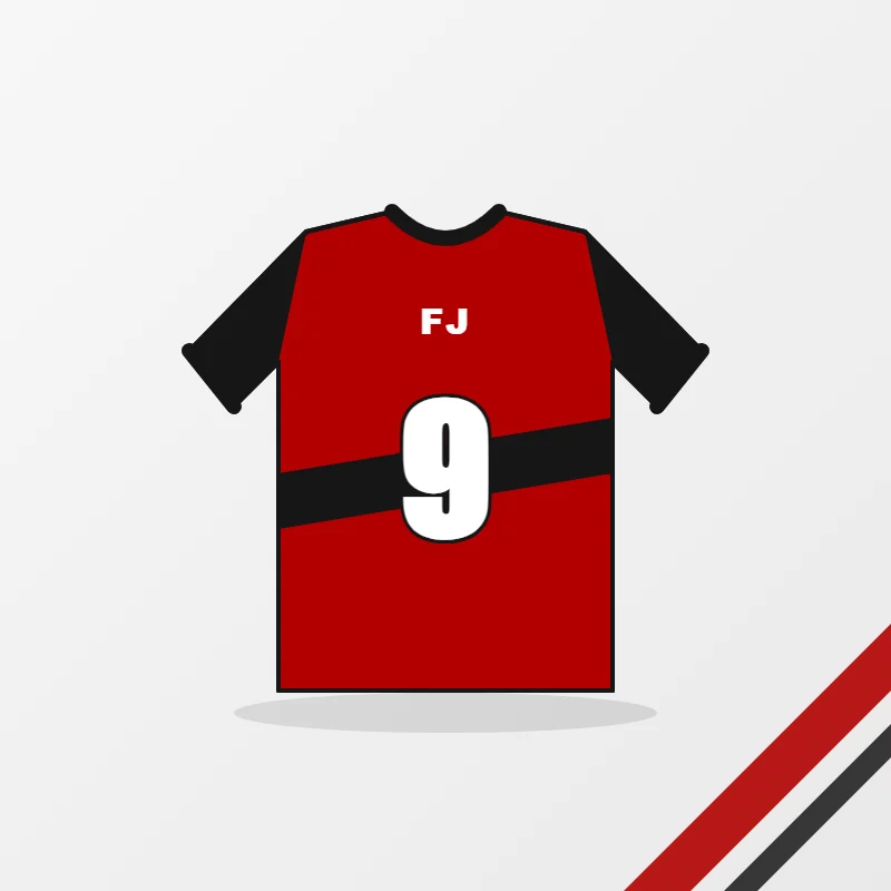 Men's Volleyball Jerseys – custom design in red and black, made to order by FJ Sportswear