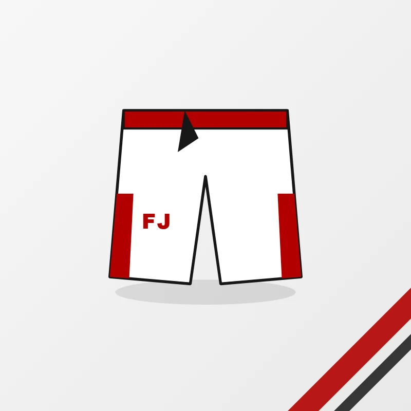 MMA Shorts in a white, red and black colourway
