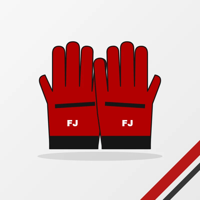Motocross Gloves – custom design in red and black, made to order by FJ Sportswear