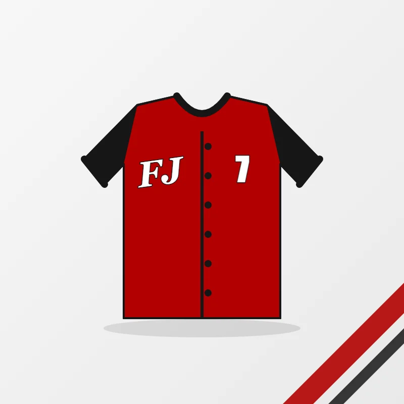 Premium Baseball Jerseys with Mesh Panels – custom design in red and black, made to order by FJ Sportswear