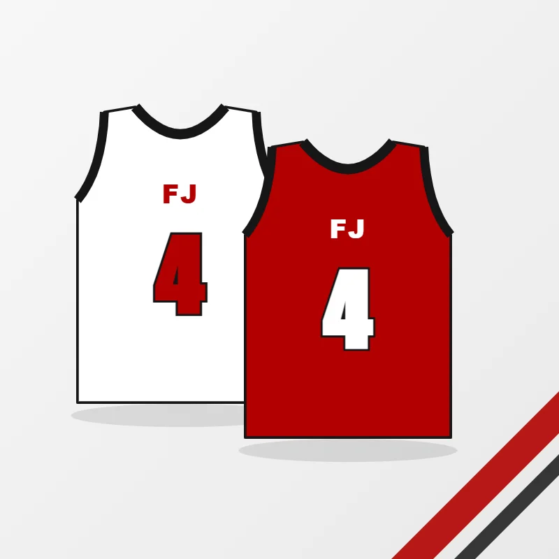 Reversible Basketball Jerseys – custom design in red and black, made to order by FJ Sportswear