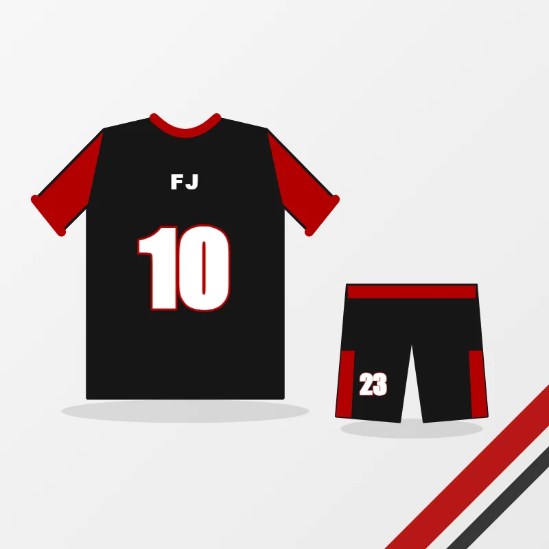 Soccer Kits in a black and red colourway