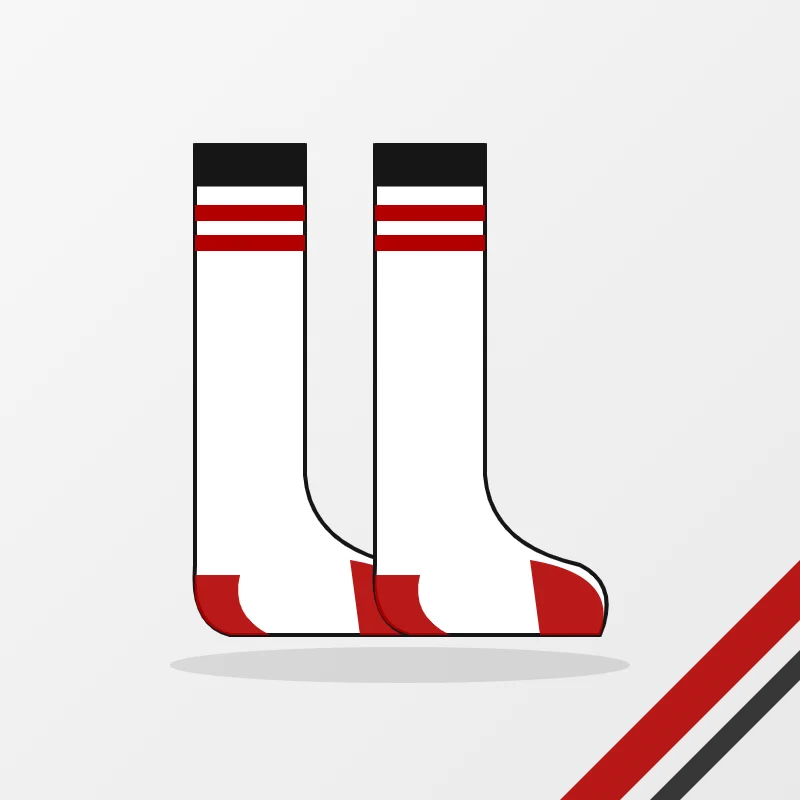 Socks in a white, red and black colourway