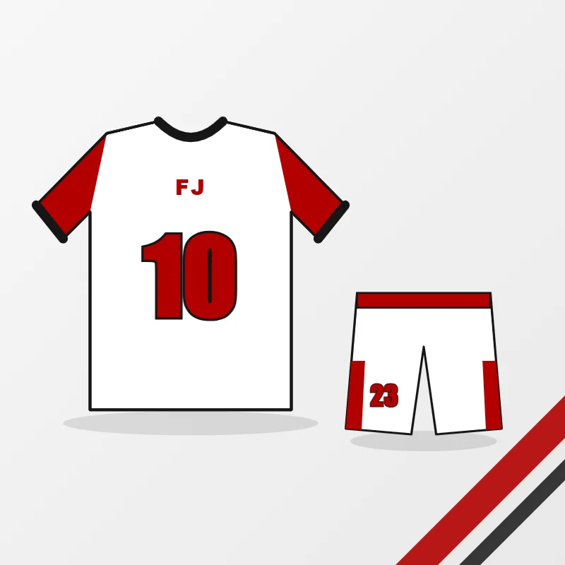 Uniforms for Teams & Clubs in a white, red and black colourway