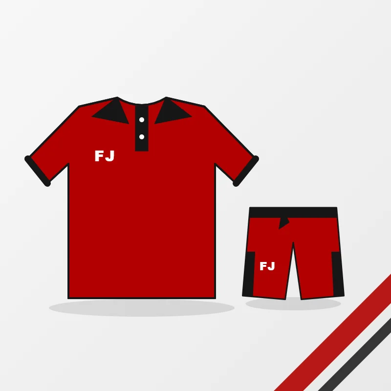 Tennis Apparel – custom design in red and black, made to order by FJ Sportswear
