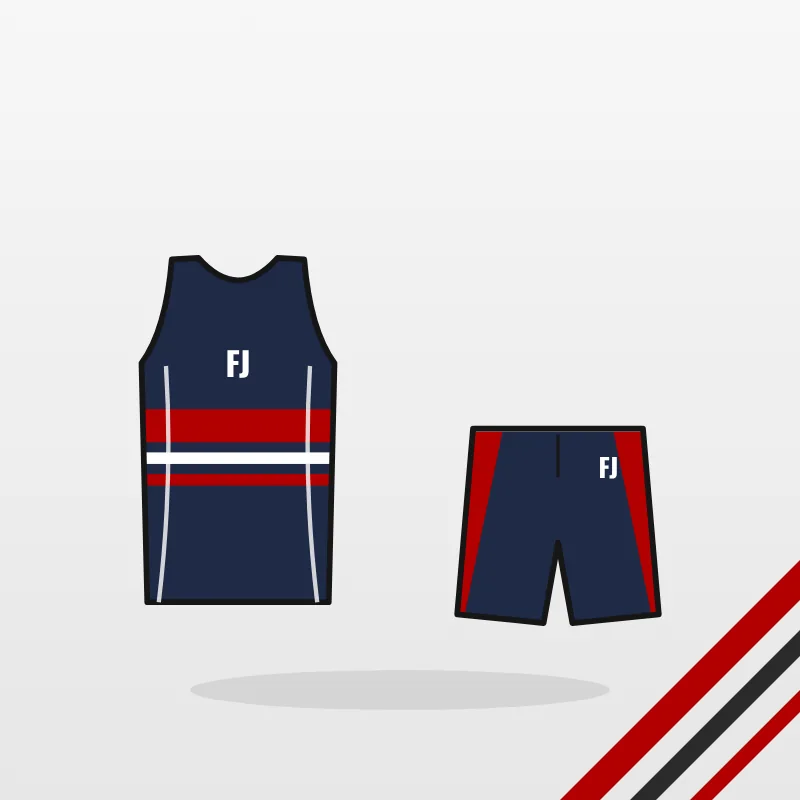 Track and Field Compression Wear design in navy and red – FJ Sportswear