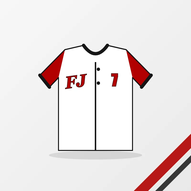 Two-Button Baseball Jerseys in a white, red and black colourway