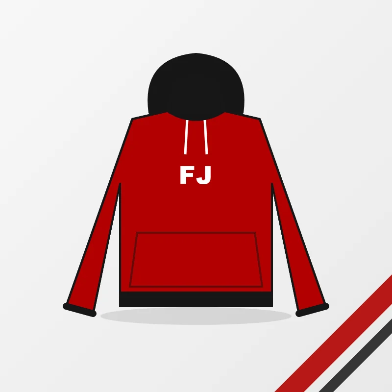 Waterproof Sweatshirts – custom design in red and black, made to order by FJ Sportswear