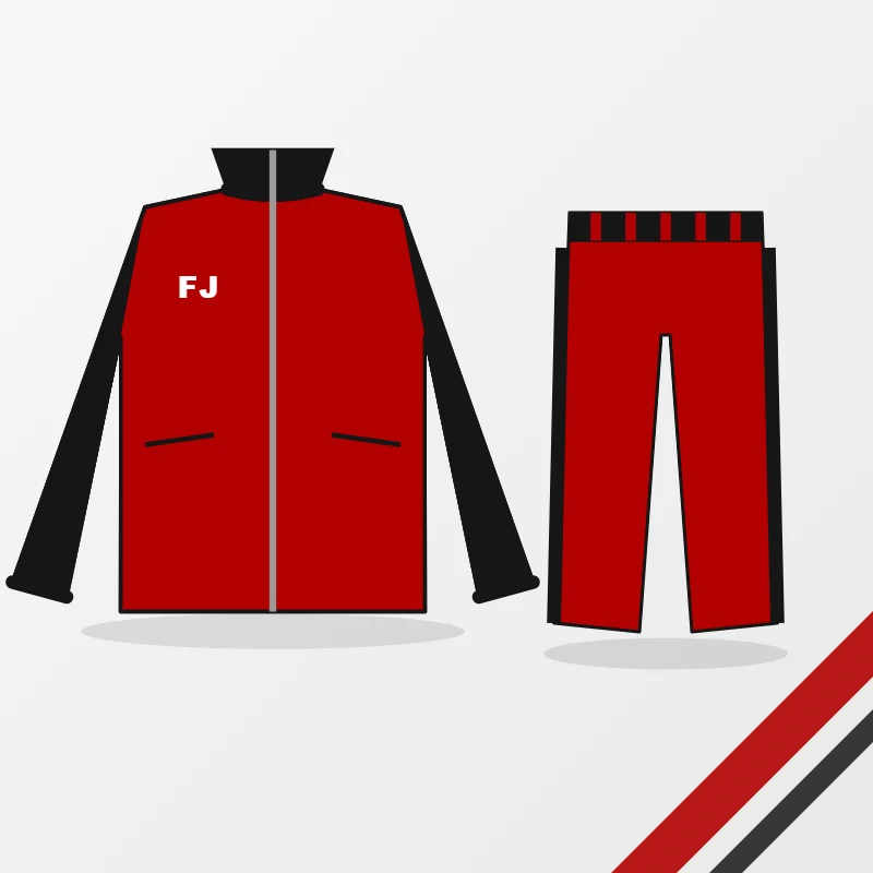 Women's Tracksuits – custom design in red and black, made to order by FJ Sportswear