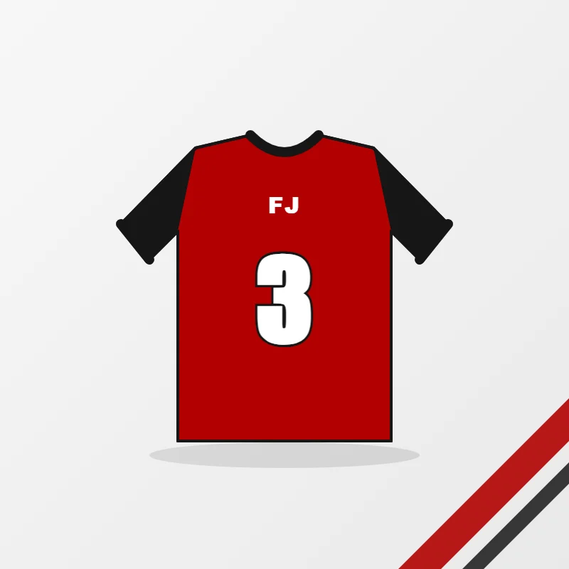 Youth & School Flag Football Uniforms – custom design in red and black, made to order by FJ Sportswear