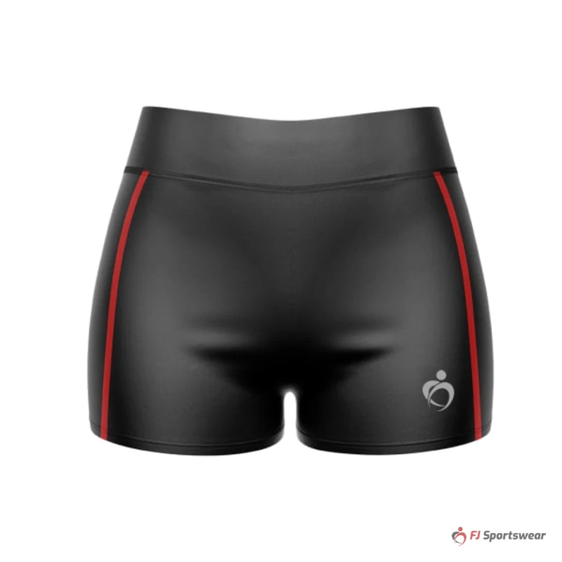 Elite Netball Shorts – custom netball shorts made to order by FJ Sportswear, Sialkot