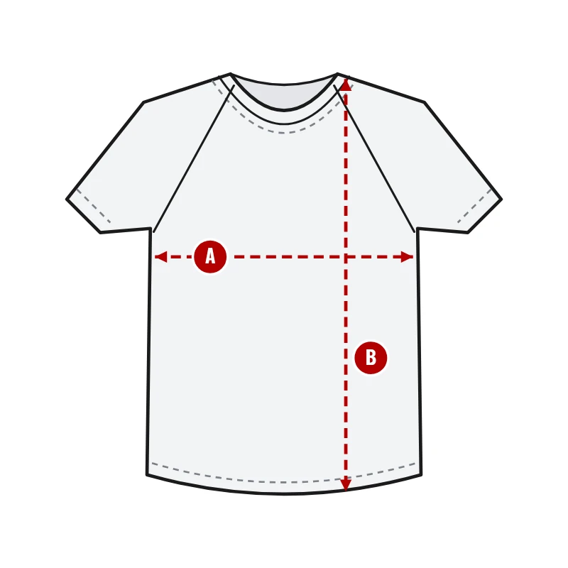 How to measure Crew Neck Baseball Jerseys: A chest width and B body length
