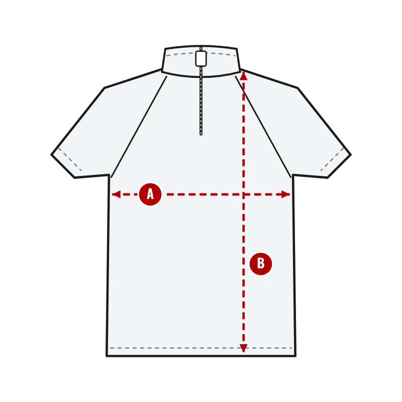 How to measure Baseball Cage Jackets: A chest width and B body length