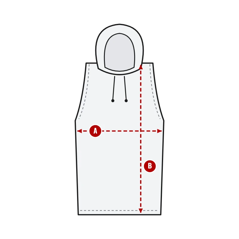 How to measure Hooded Sleeveless Compression Shirts: A chest width and B body length