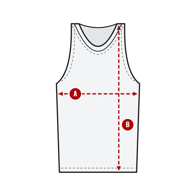 How to measure Racerback Compression Shirts: A chest width and B body length