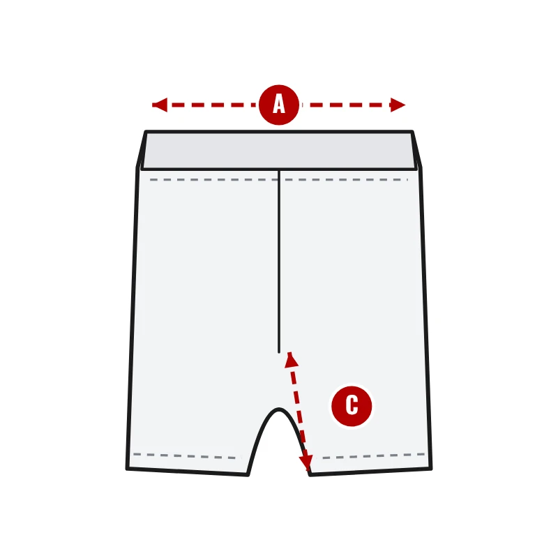 How to measure Compression Shorts: A waist (relaxed) and C inseam