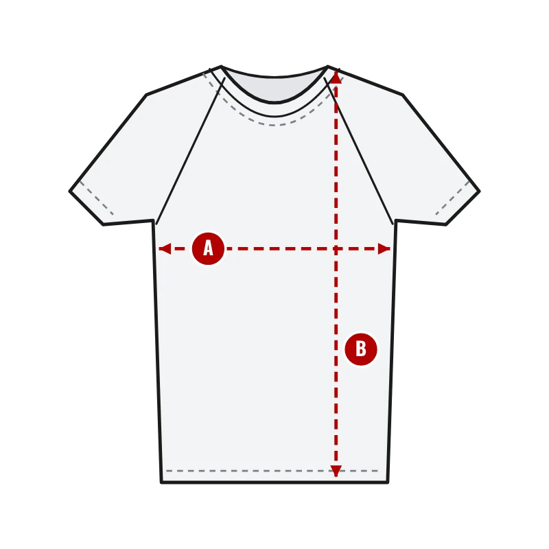 How to measure Compression Shirts: A chest width and B body length