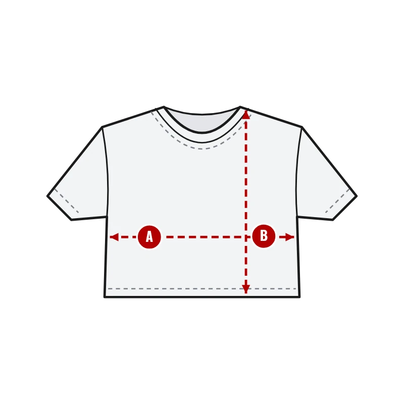 How to measure Short Sleeve Cheerleading Crew Neck Crop Tops: A chest width and B body length